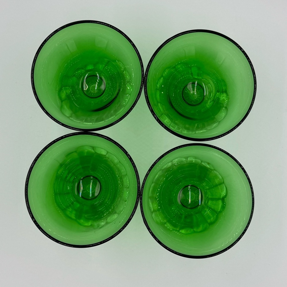 Vintage MCM Anchor Hocking Emerald Green “Burple" Glasses Set of 6 - Picture 8 of 13